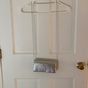 Silver Clutch with Shoulder Strap